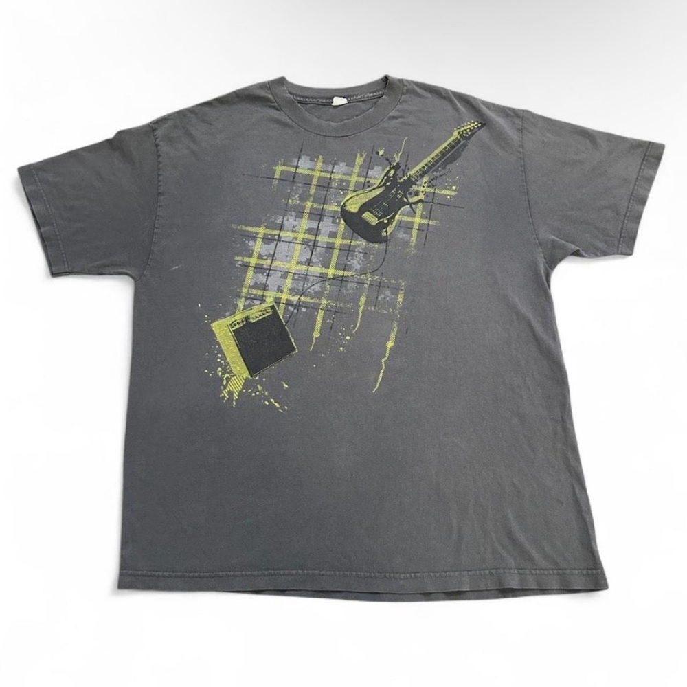 Mens Alstyle Gray Tee with Lime Guitar Graphic